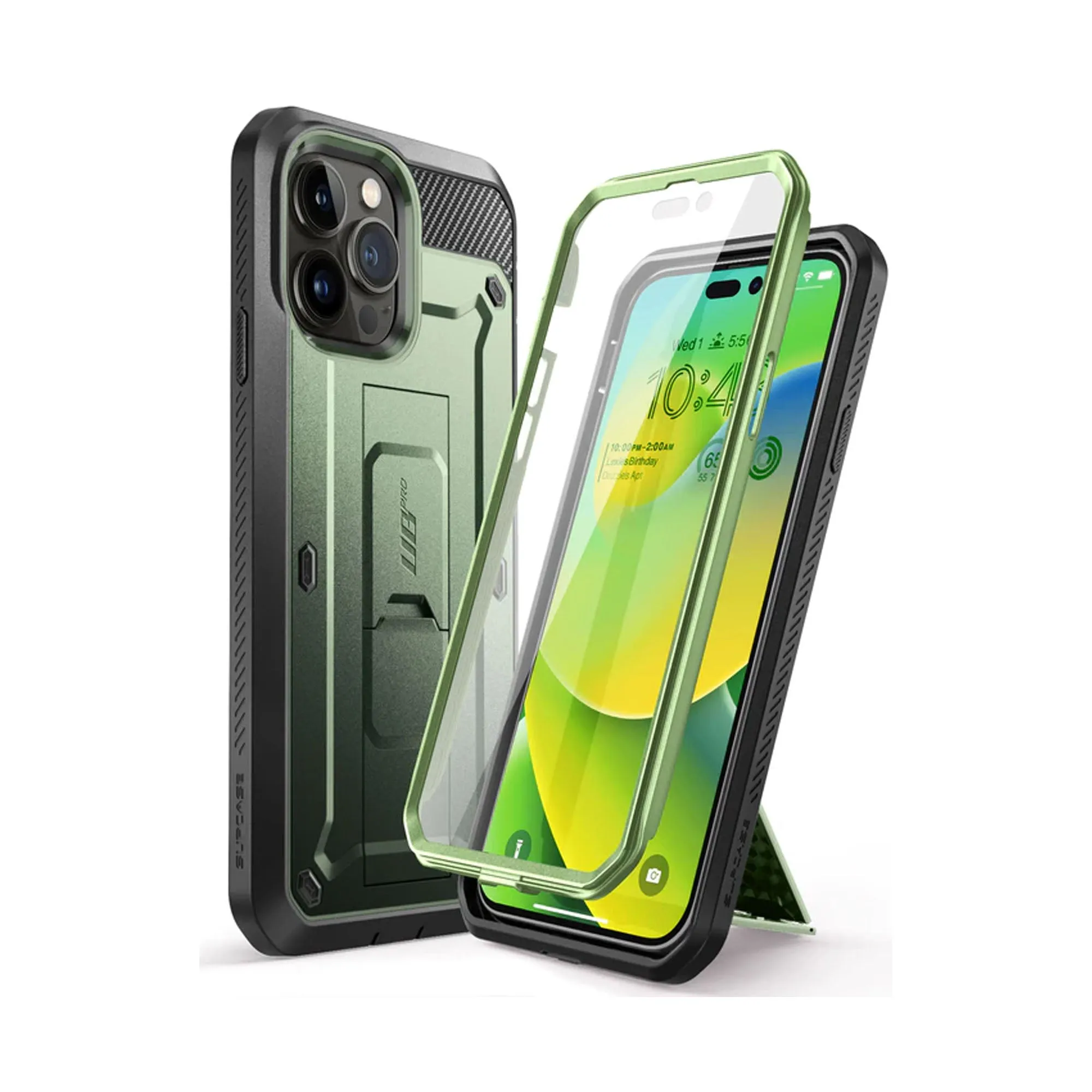 Supcase Unicorn Beetle UB PRO for iPhone 14 Pro - Rugged Case with Built-In Screen Protector - Dark Green