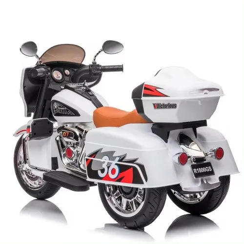 Super Cool 2025 Three-Wheeled Motorcycle Ride On Car | 12V | 2 Speeds | Lights | Music | Storage | Ages 3-8