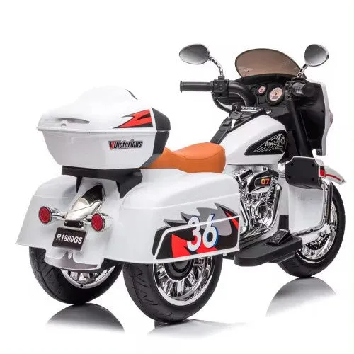 Super Cool 2025 Three-Wheeled Motorcycle Ride On Car | 12V | 2 Speeds | Lights | Music | Storage | Ages 3-8