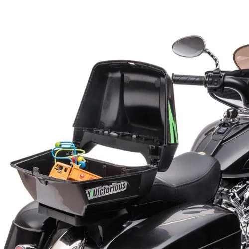 Super Cool 2025 Three-Wheeled Motorcycle Ride On Car | 12V | 2 Speeds | Lights | Music | Storage | Ages 3-8