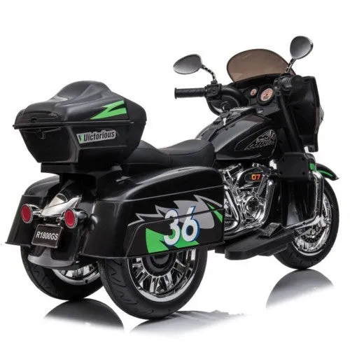 Super Cool 2025 Three-Wheeled Motorcycle Ride On Car | 12V | 2 Speeds | Lights | Music | Storage | Ages 3-8