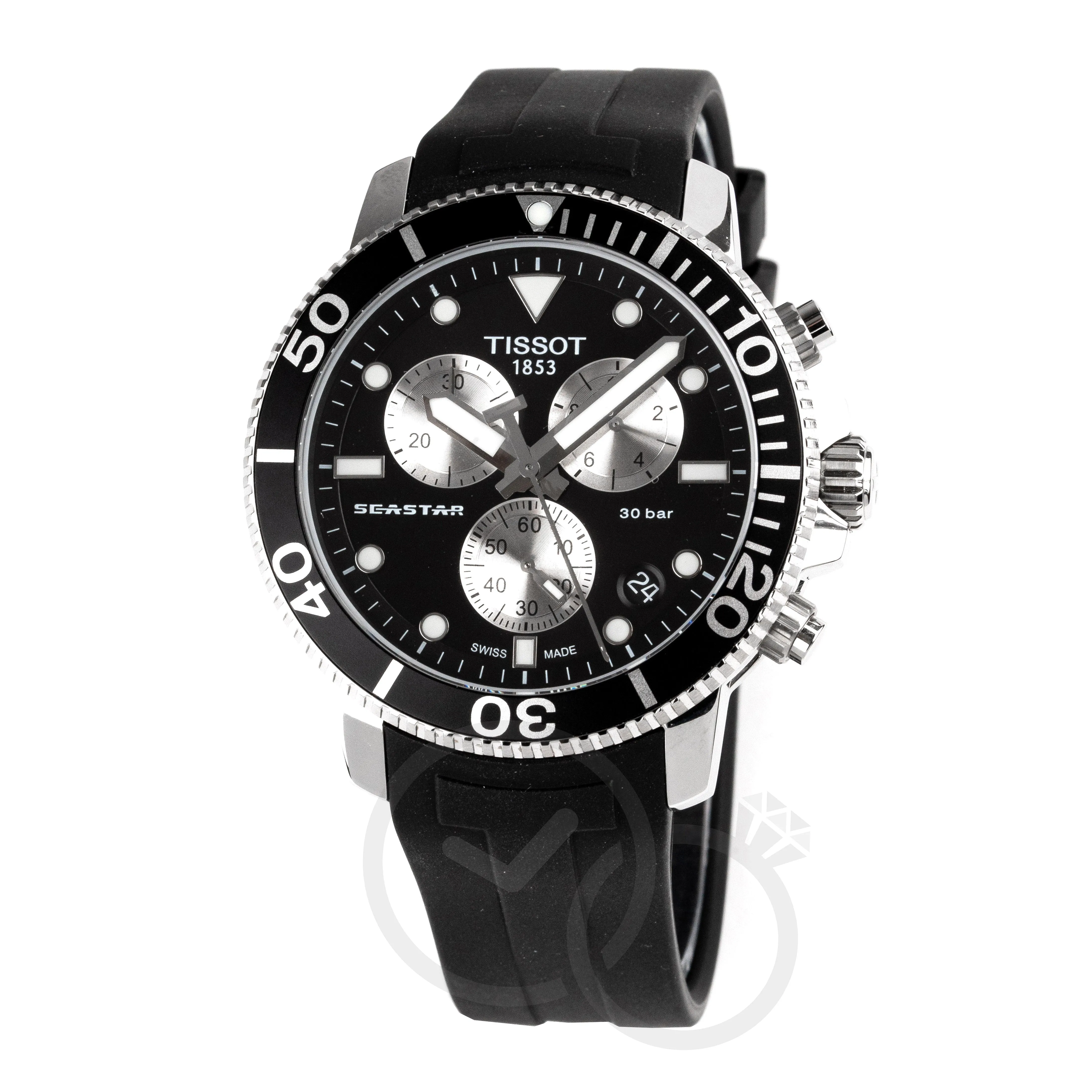 Tissot Chronograph Watch SEASTAR 1000 Black Rubber T1204171705100