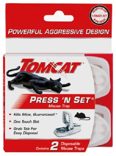 Tomcat 0360710 2-Pack Of Press 'N Set One Touch Reusable Mouse Traps - Quantity of 4