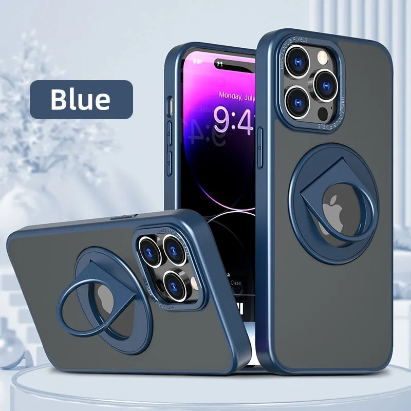 Translucent Matte Magnetic Magsafe Phone Case With 360° Rotating Stand  For iPhone