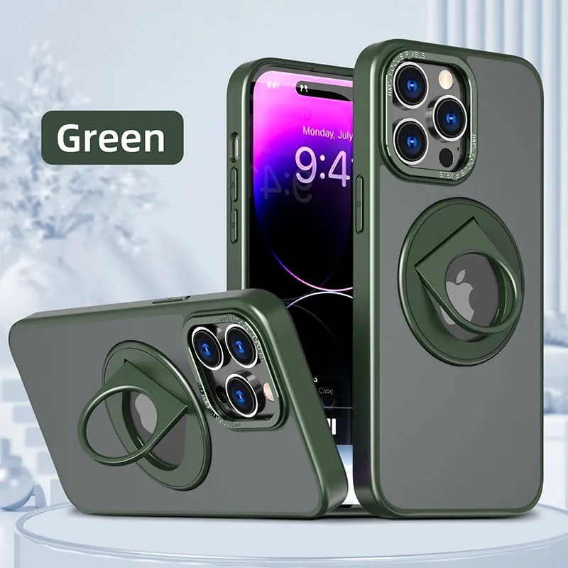 Translucent Matte Magnetic Magsafe Phone Case With 360° Rotating Stand  For iPhone