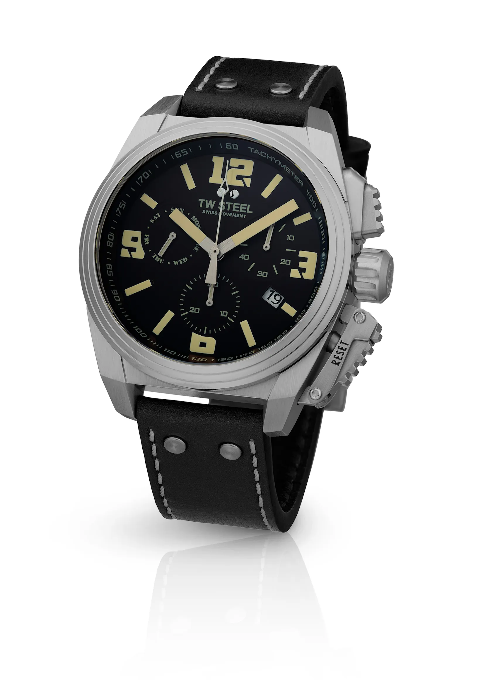 TW Steel Watch Swiss Canteen Chronograph Black TW1111