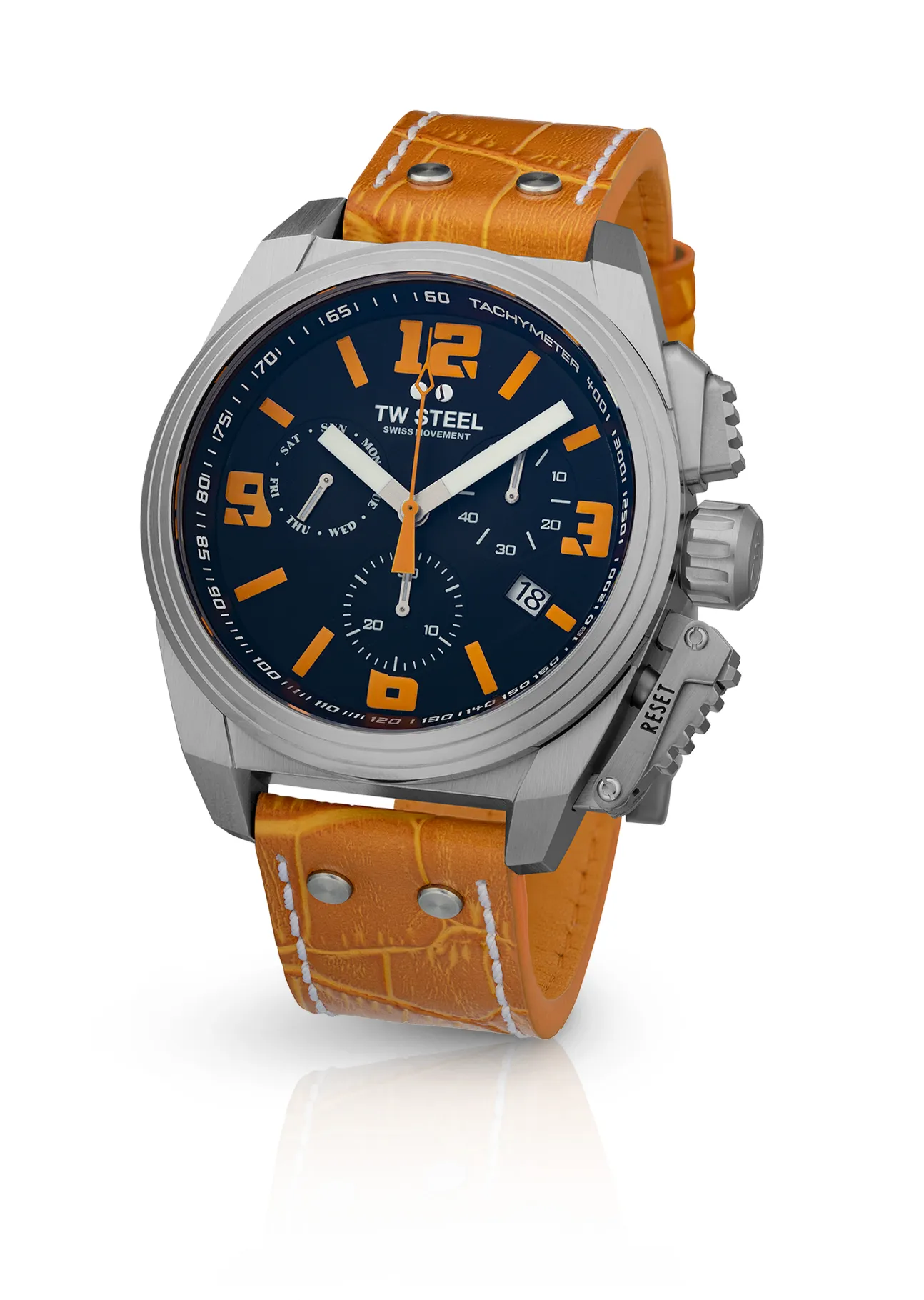 TW Steel Watch Swiss Canteen Chronograph Orange TW1112