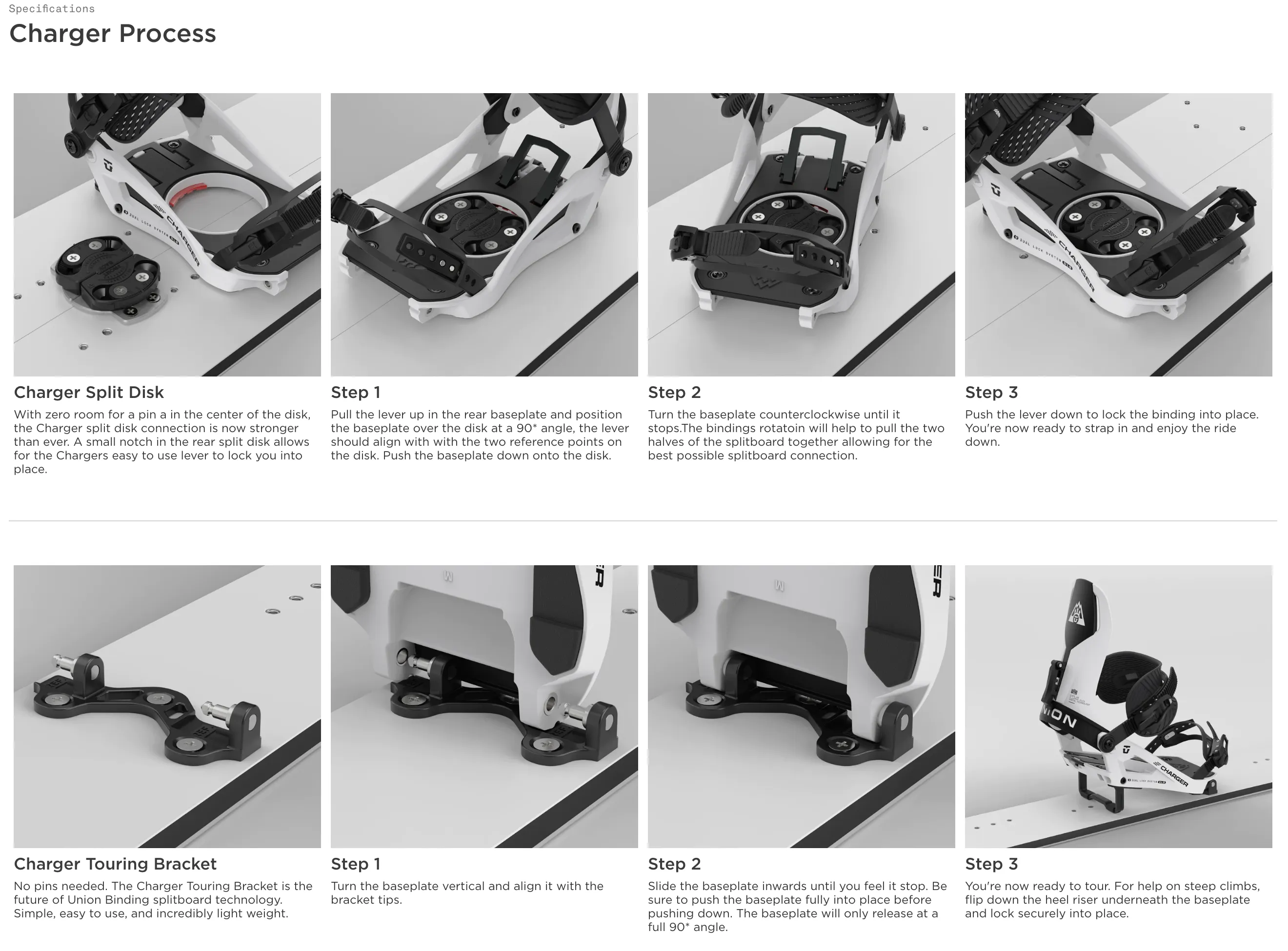 Union 2025 Charger Splitboard Bindings - Black