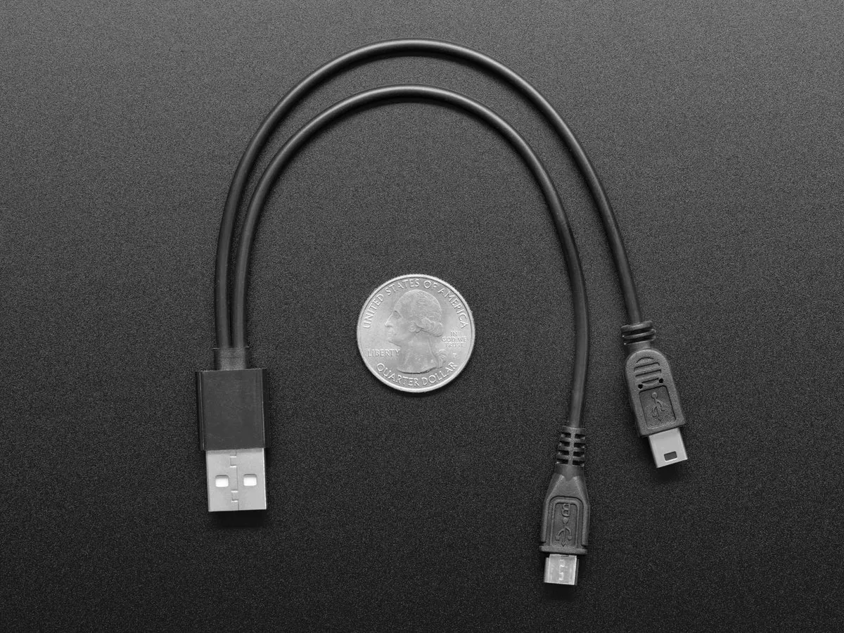 USB cable - 8\" A to Mini B Charging and Micro B Data"