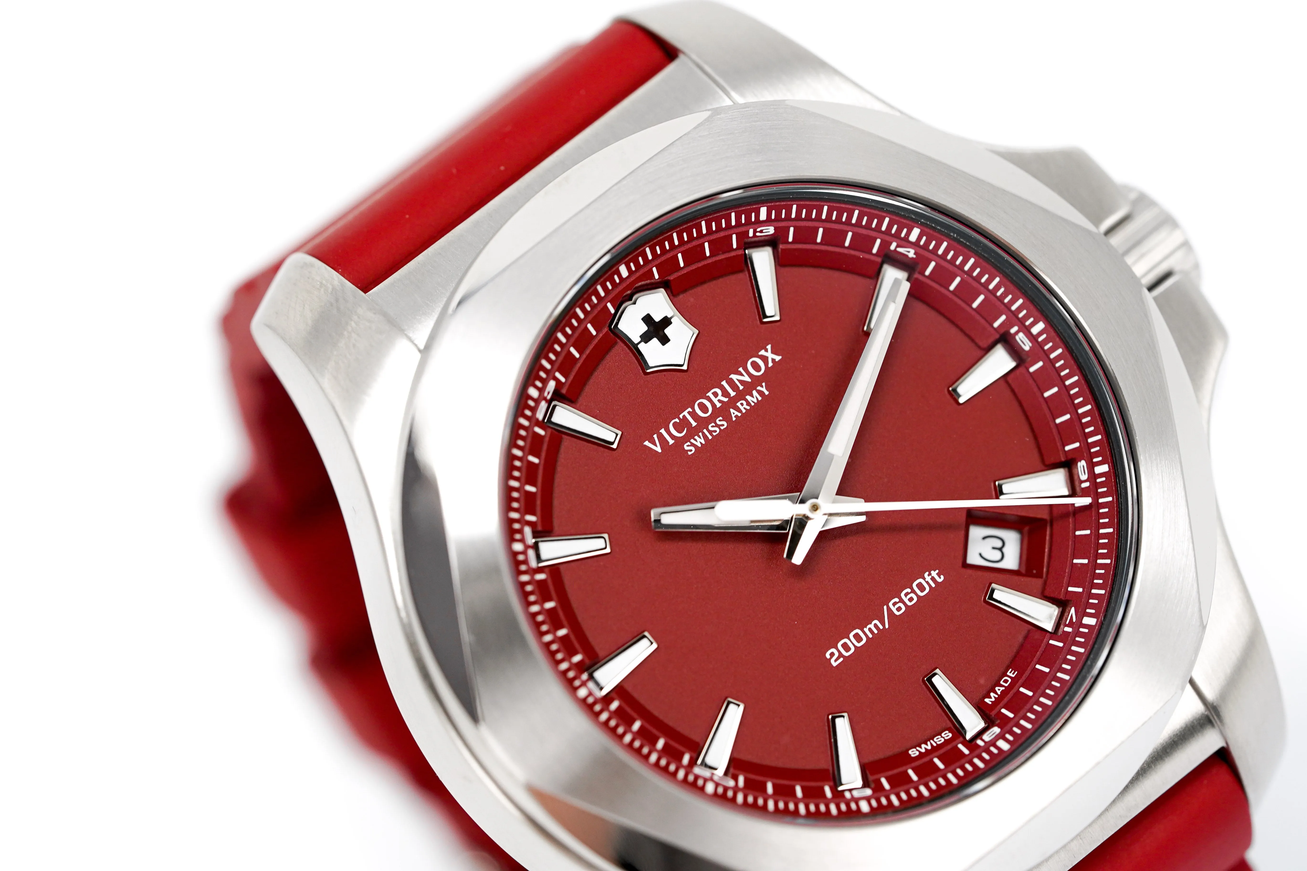 Victorinox Mens Watch I.N.O.X Red Dial Rubber Strap 241719.1