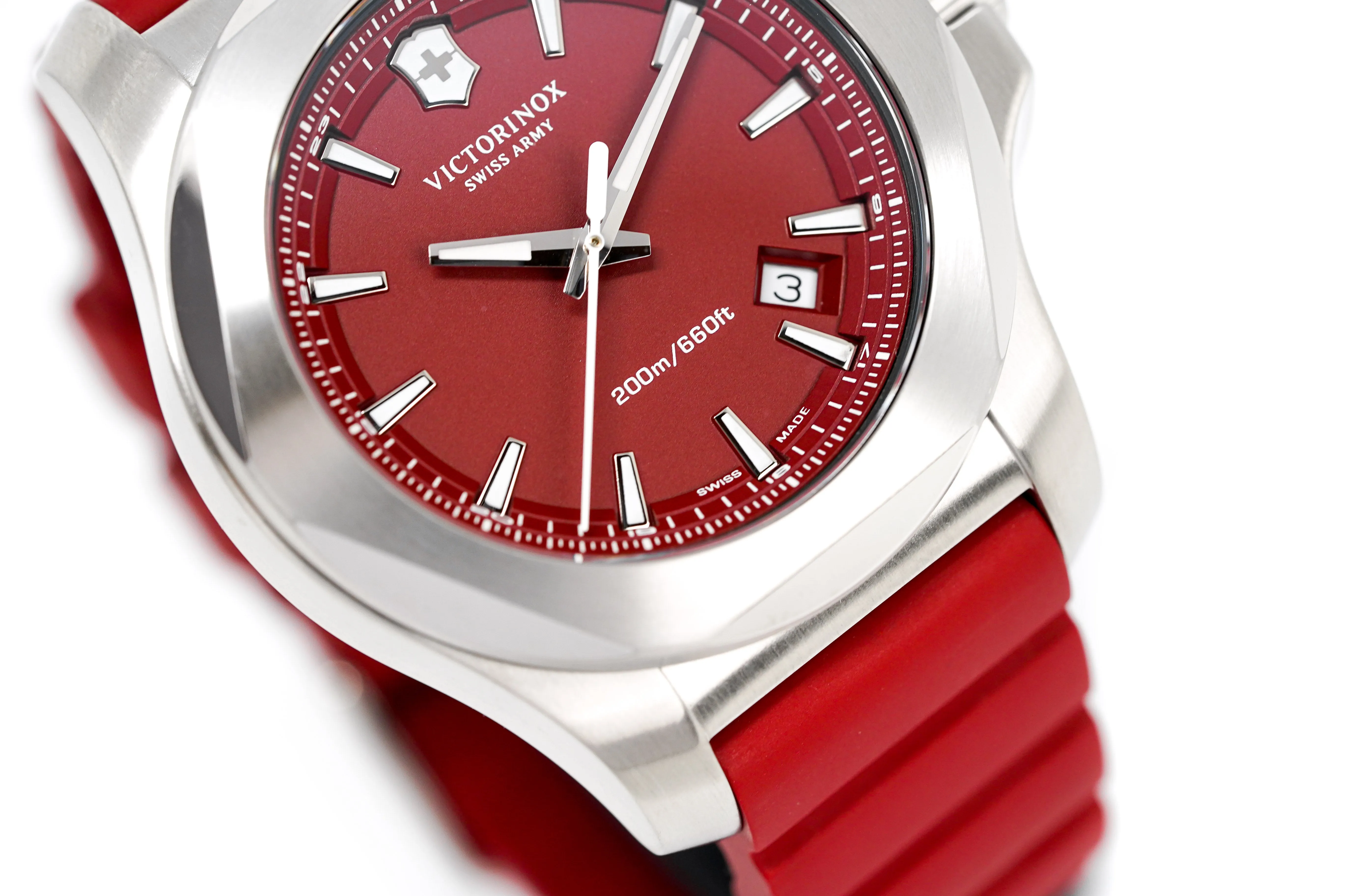 Victorinox Mens Watch I.N.O.X Red Dial Rubber Strap 241719.1