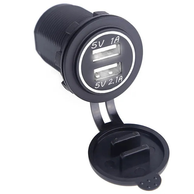 Waterproof Dual Usb Port Car Charger Adapter Dust-Proof 5V 2.1A/1A Universal Car Charger Socket for Citroen Honda Toyota