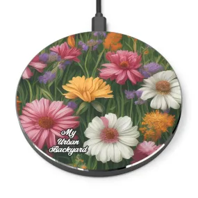 Wildflower Field, 10W Wireless Charger for iPhone, Android, Earbuds