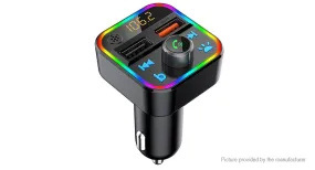 Wireless Music Stream Car Charger Bluetooth FM Transmitter with RGB Dancing light. This device releases stream music and call directly from your Bluetooth device to your car’s FM stereo system-NP-9951QUBTL