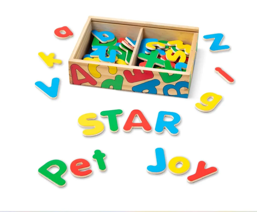 Wooden Alphabet Magnets: Uppercase & Lowercase 52pc