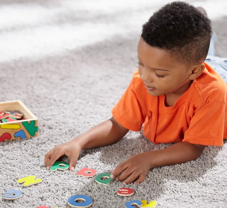 Wooden Alphabet Magnets: Uppercase & Lowercase 52pc