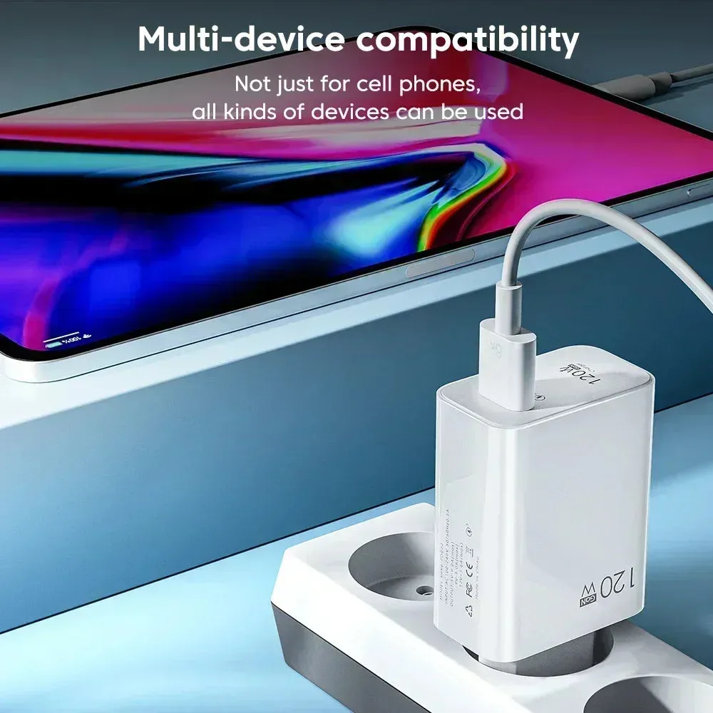 Xiaomi 120W Super Fast Charger 6A Cable USB 5.0 Type-C USB Turbo Charging Cable 120W MAX Fast Charging EU/US/UK iPhone Android