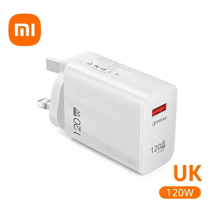 Xiaomi 120W Super Fast Charger 6A Cable USB 5.0 Type-C USB Turbo Charging Cable 120W MAX Fast Charging EU/US/UK iPhone Android