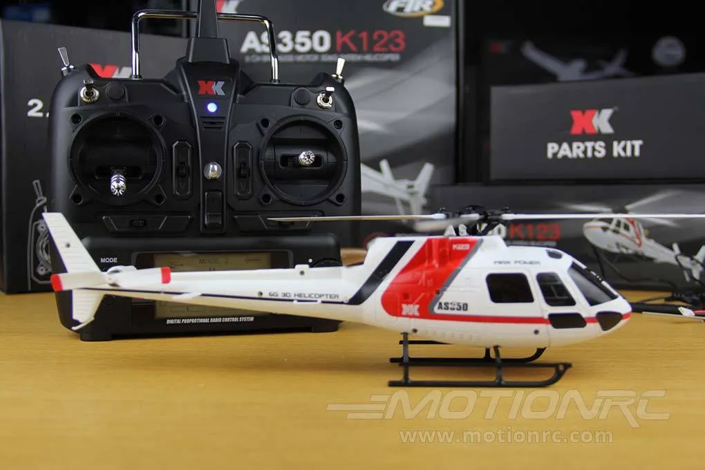 XK K123 Red and White 120 Size Gyro Stabilized Helicopter - RTF