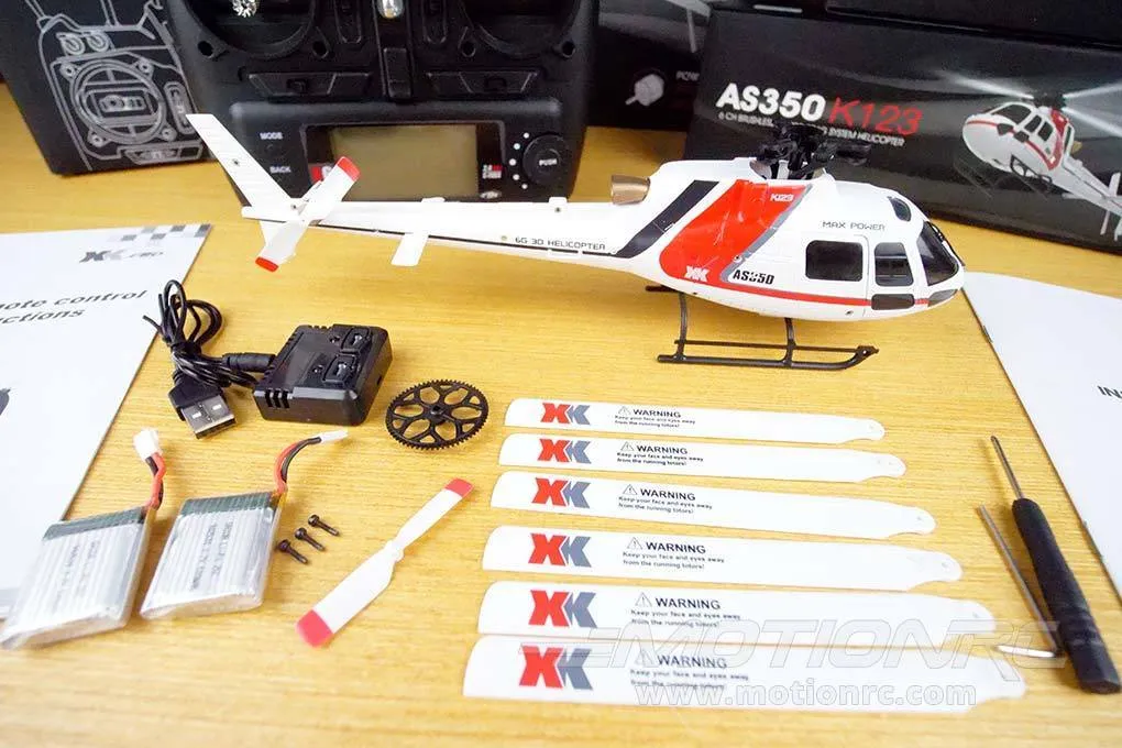 XK K123 Red and White 120 Size Gyro Stabilized Helicopter - RTF